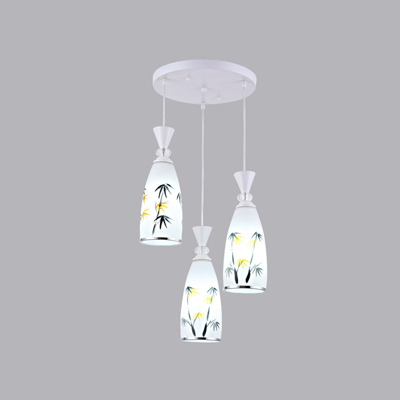 Moderne stijl hanglamp lichte print glazen schaduw suspensie licht voor eetkamer