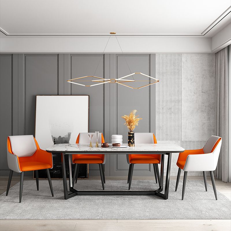 Fauteuil de maison scandinave, dossier solide, chaise de salle à manger rembourrée en métal
