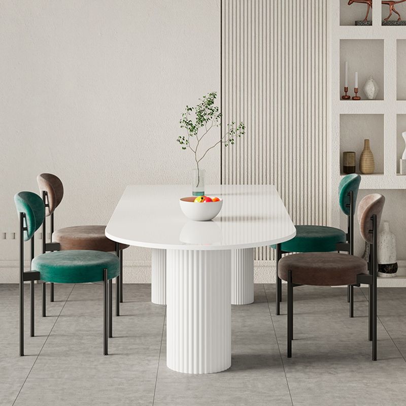 Contemporary White Color Faux Marble Dinner Table with 3 Legs