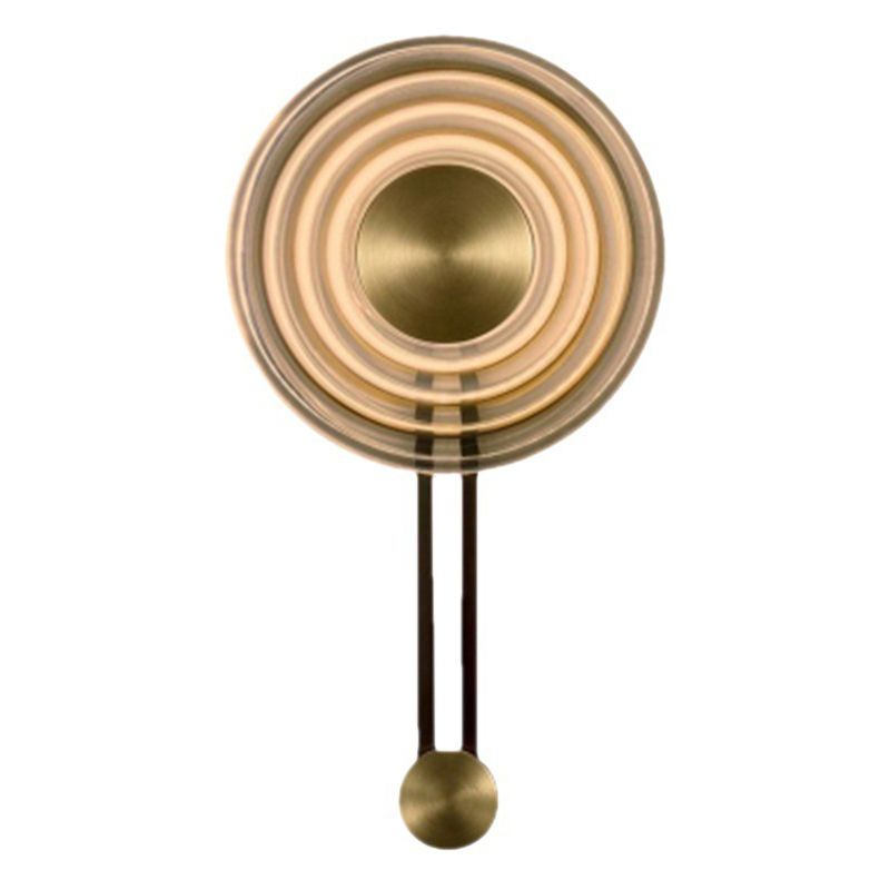 1 Light Wall Light Fixture in Gold Post Modern Iron & Glass Wall Sconce