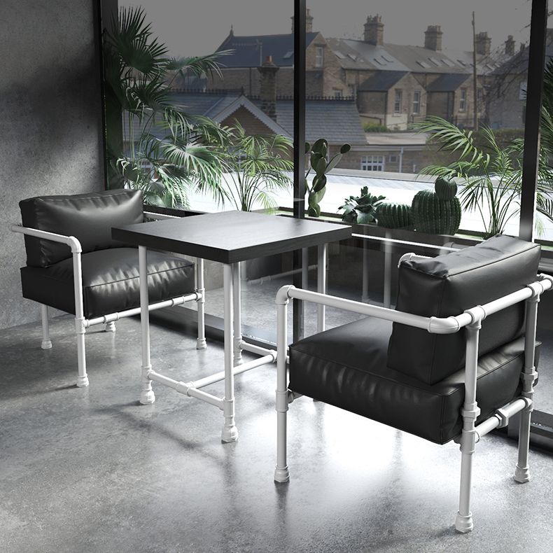 Industrial Style Dining Table Solid Wood Dining Table with Trestle Base
