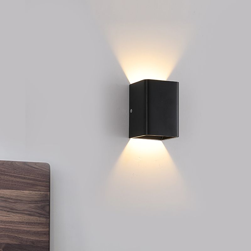 Lámpara de pared metálica LED contemporánea de tono de cubo negro/negro para la pared metálica LED contemporánea para la cama, la iluminación cálida/blanca