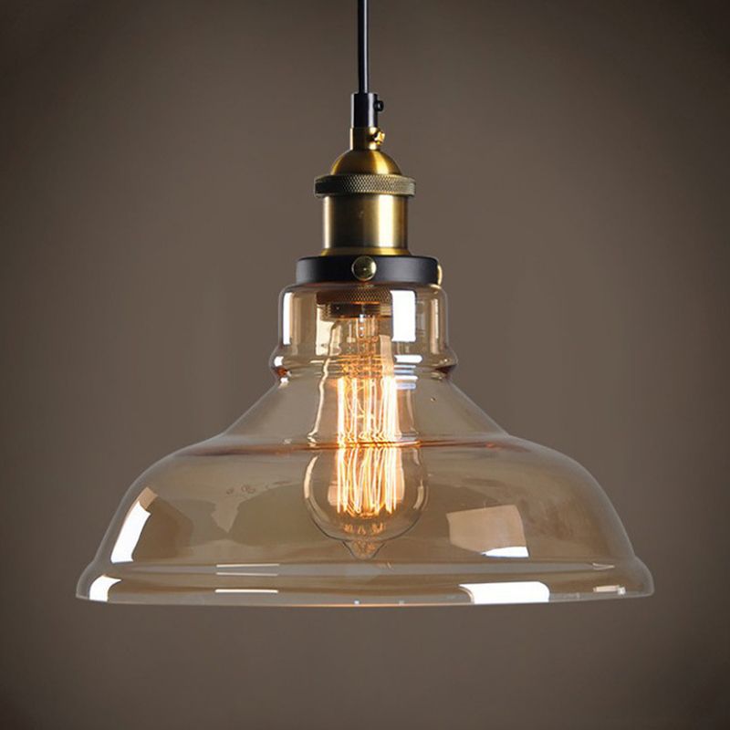 Bowl Restaurant Pendant Lighting Fixture Glass Minimalist Style Hanging Lamp Kit