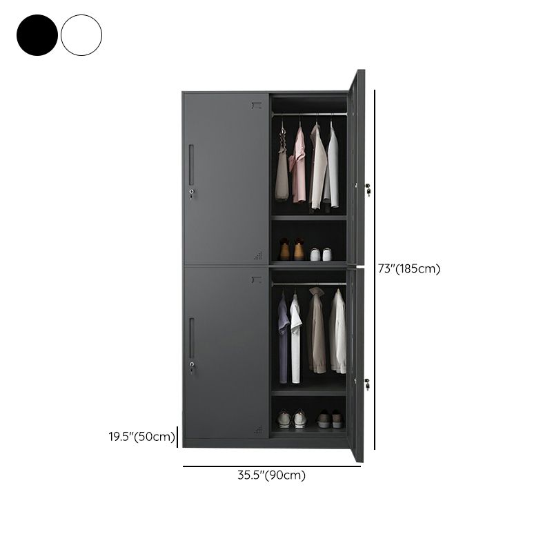 Hinged Wardrobe Cabinet with Lock Industrial Steel Wardrobe Armoire