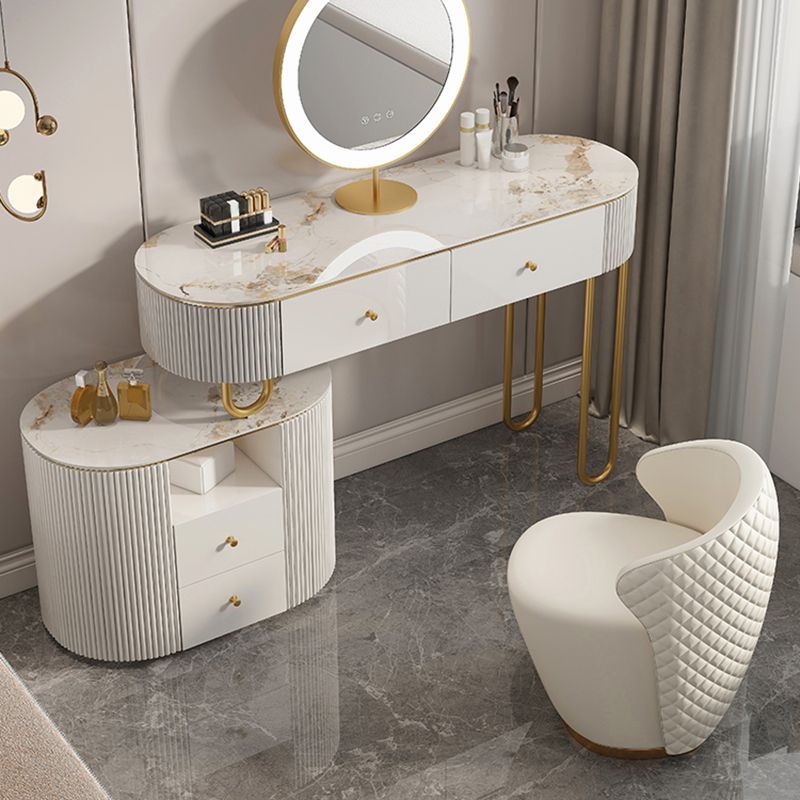 Slate Top Glam Make-up Vanity 4 Drawer Vanity Dressing Table Set