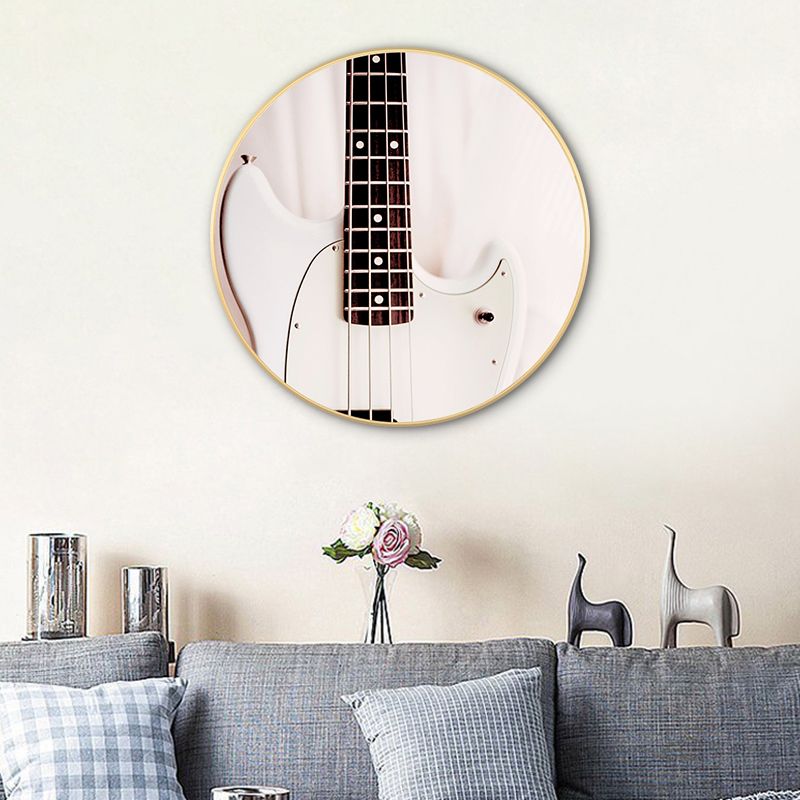 Beige Contemporary Canvas Guitar Painting for Dining Room, Multiple Sizes Options