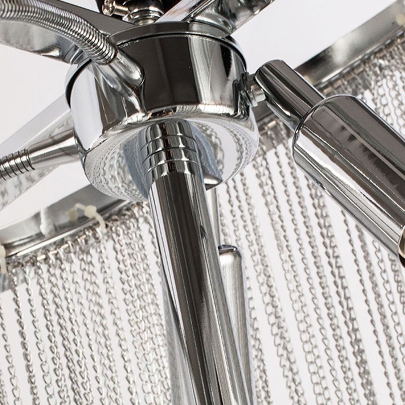 Chrome Postmodern Linear Lighting Fixtures Tassel Aluminum Down Lighting Pendant