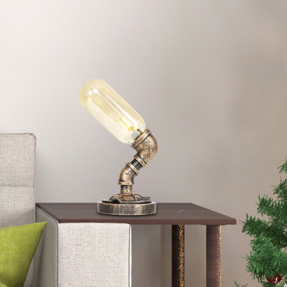 Capsule camera da letto a led luce notturna ambra industriale/vetro trasparente 1 tavolo da tavolo da tavolo con tuba