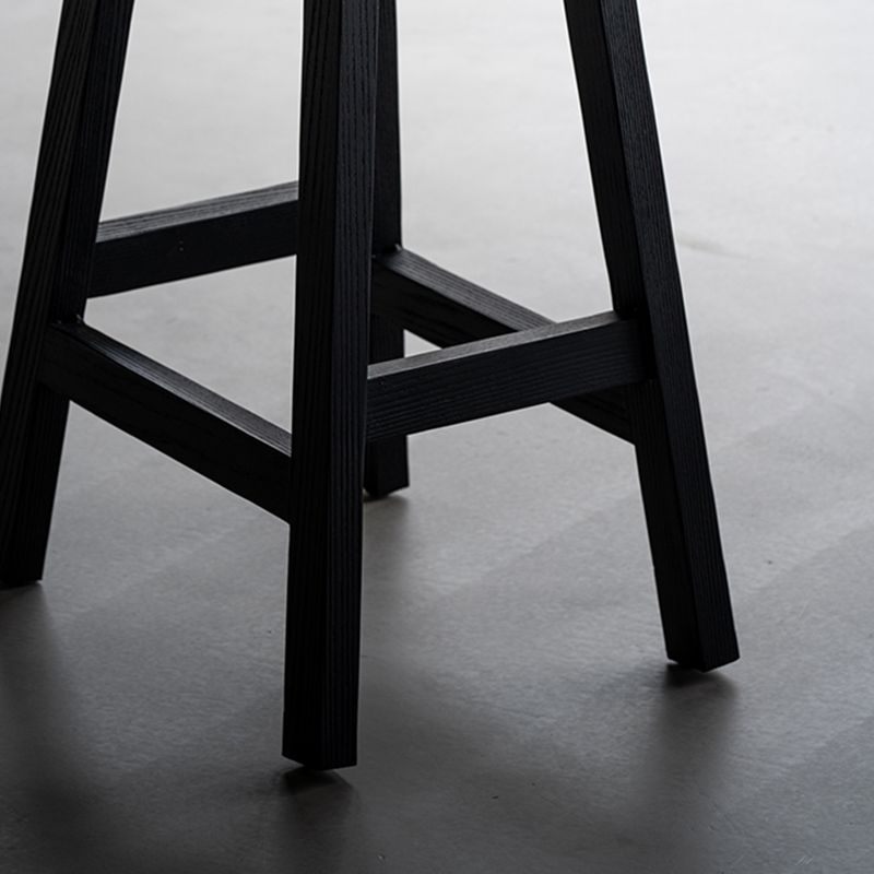 Solid Wood Dining Stools Black Armless Bar Stools with Footrest