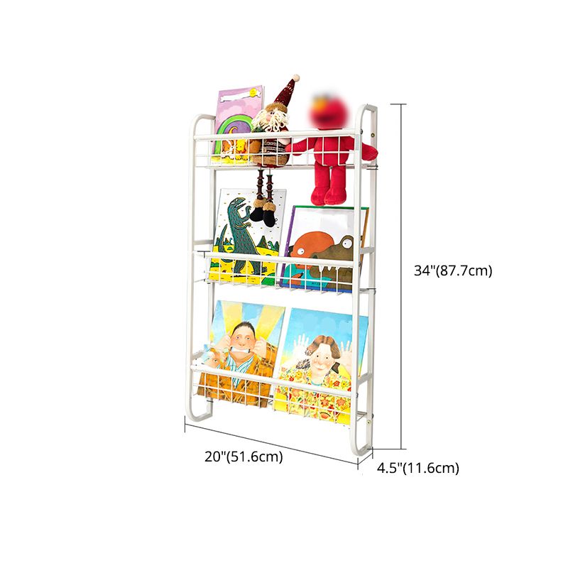 Modern Style Metal Bookshelf Wall Mounted Bookcase for Bedroom