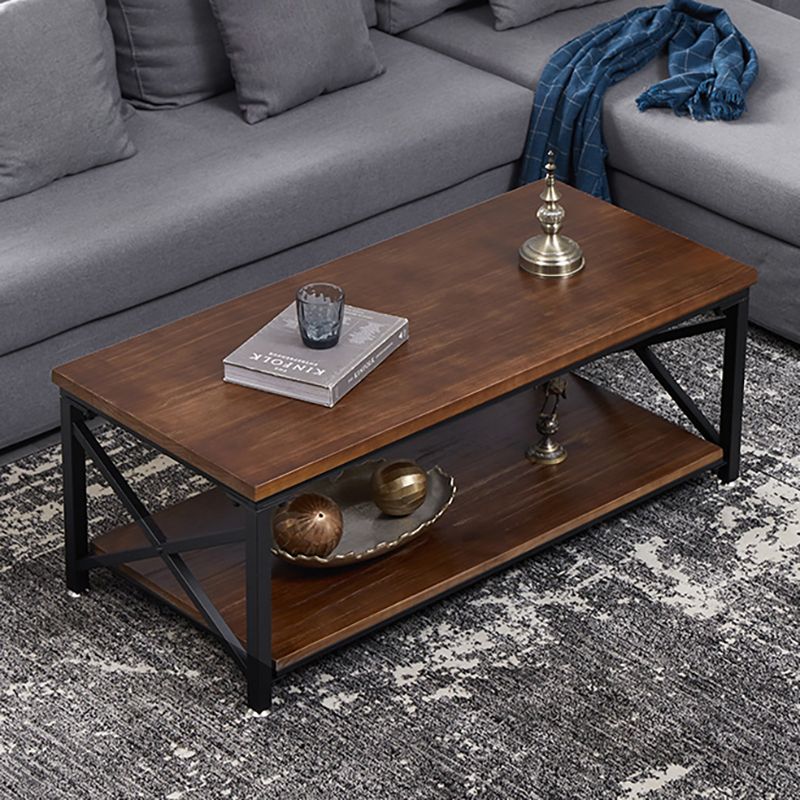 Rectangular Frame Cocktail Table Contemporary  Coffee Table with Storage
