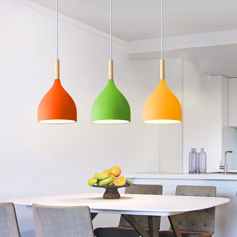 Macaron Water Drop Shaped Pendant Metallic 1-Light Dinner Suspended Lighting Fixture