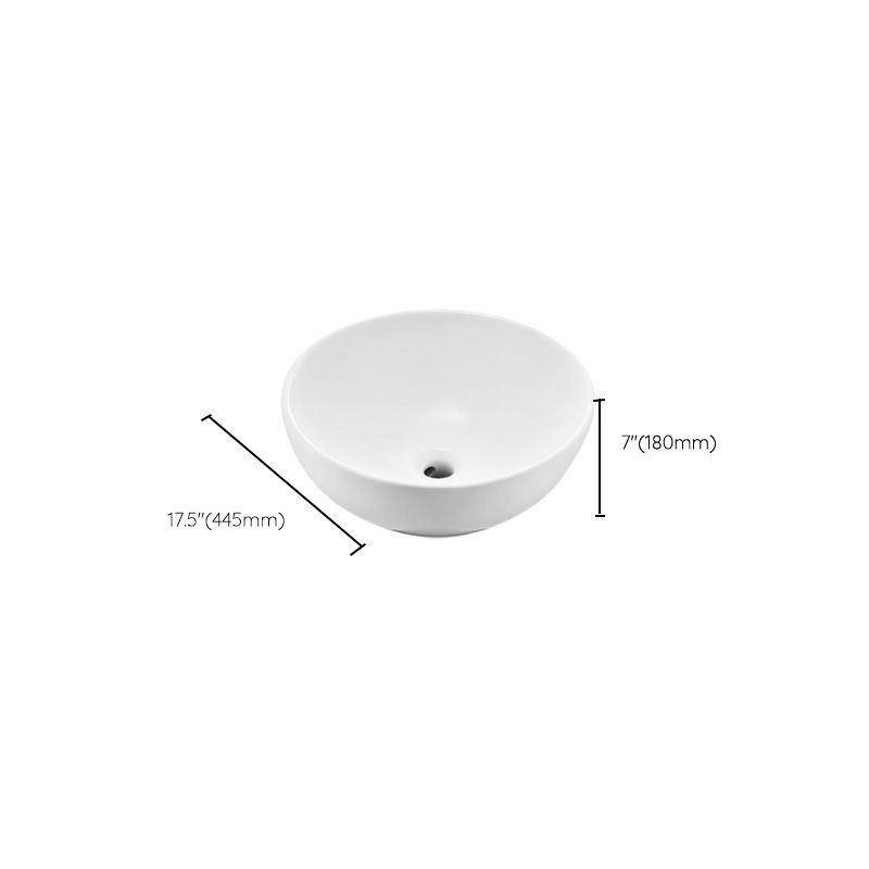 White Porcelain Bathroom Sink with Overflow Vessel Bathroom Sink