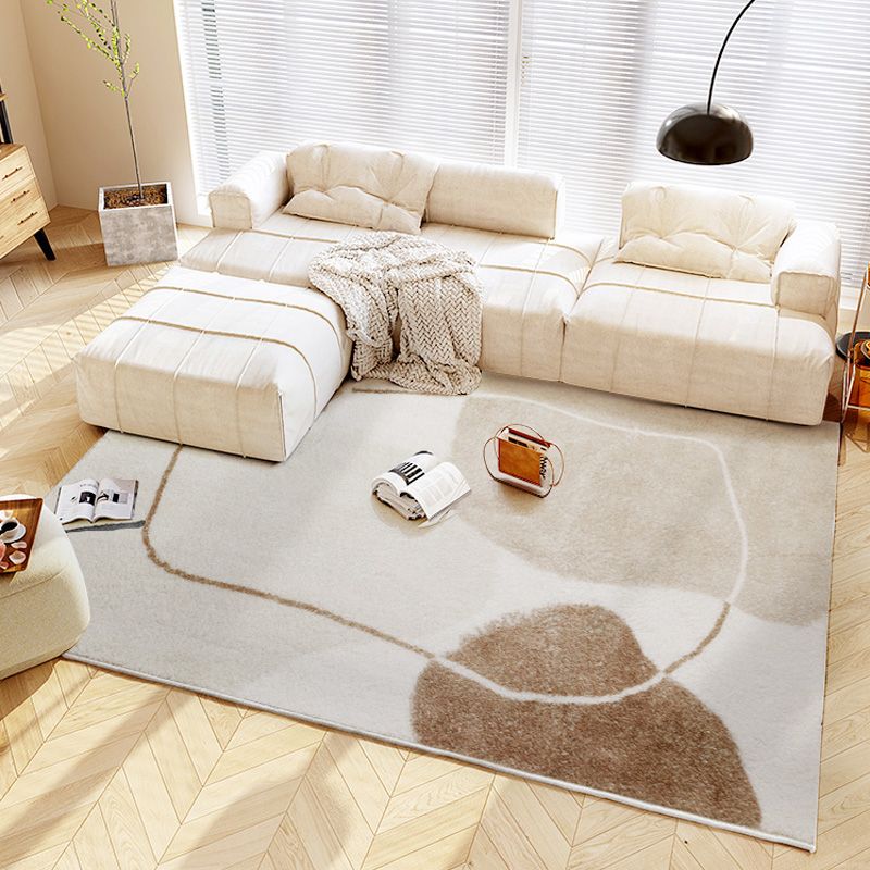 Dark Brown Modern Rug Polyester Color Piece Rug Washable Rug for Living Room