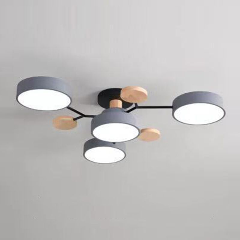 Macaron Molecular LED Ceiling Fixture Metal Living Room Semi Flush Mount Light