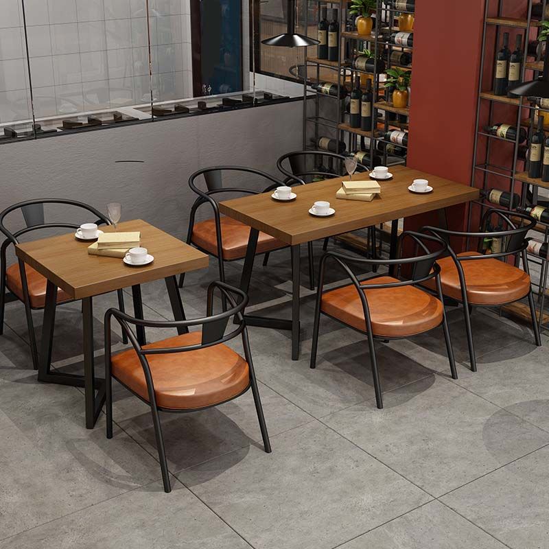Industrial Double Pedestal Dining Table Wood Table for Cafe Bar