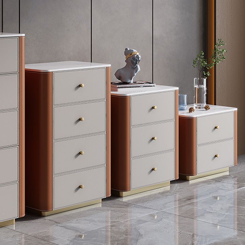Glam Vertical Storage Chest Stone Bedroom Chest with Drawers