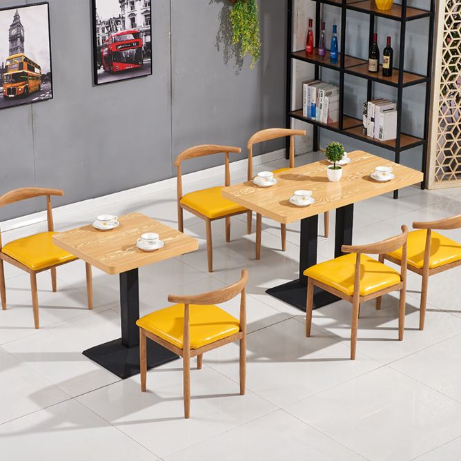 Industrial Wooden Table for Restaurant Dining Table with Pedestal Base in Black