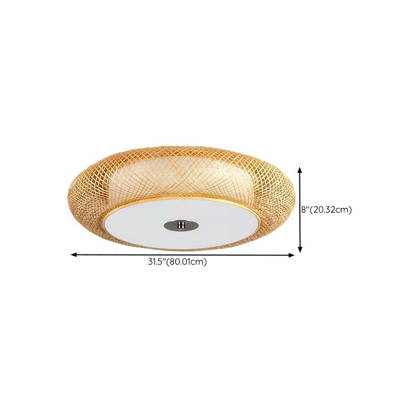 Modern Ceiling Light Weave Ceiling Mount Light with Bamboo Shade for Bedroom