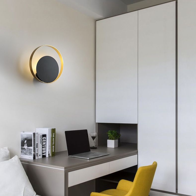 Electroplate Iron Single Wall Lamp in Modern Artistic Style Circular Indoor Wall Sconce