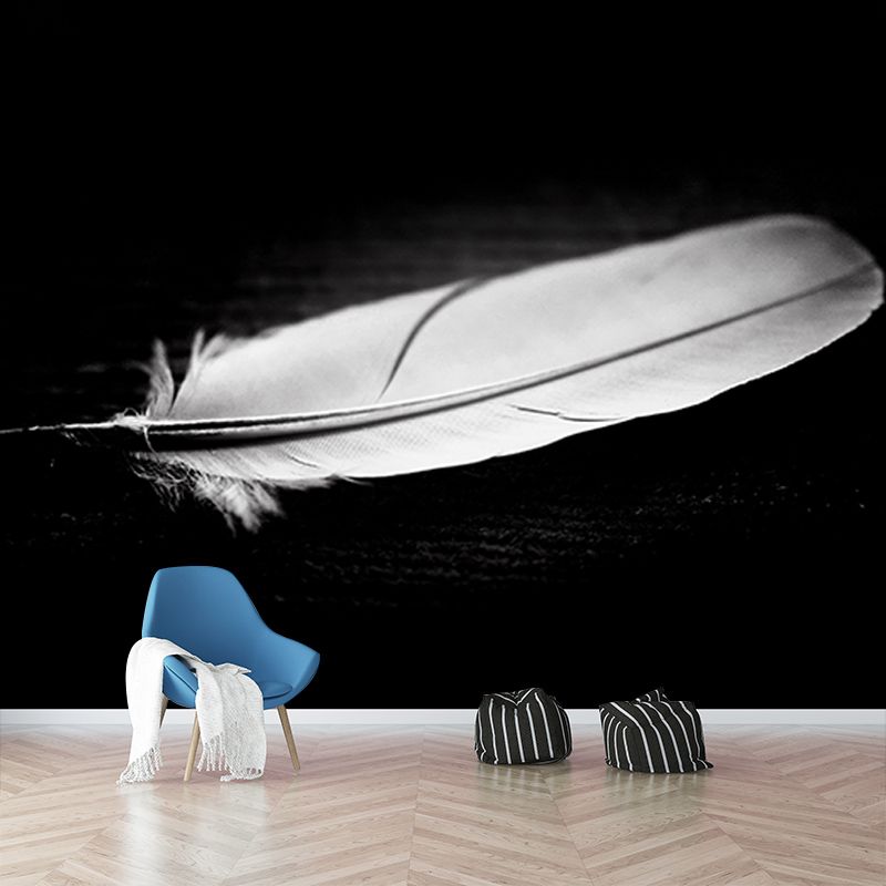 Decor Bird Feather Mural for House Interior Moisture Resistant, Custom Size Available