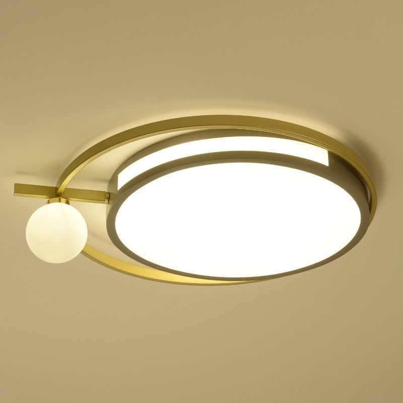 LED Round Flush Lighting with Globe Shade Nordic Acrylic Led Flushmount Light in Black/Grey