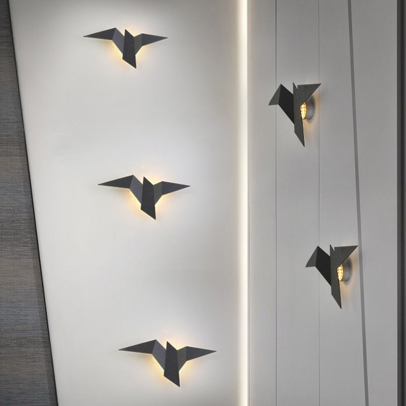 Metallic Bird-Like Sconce Lighting Modernist White/Black/Gold Finish LED Wall Lamp Fixture in White/Warm/Natural Light