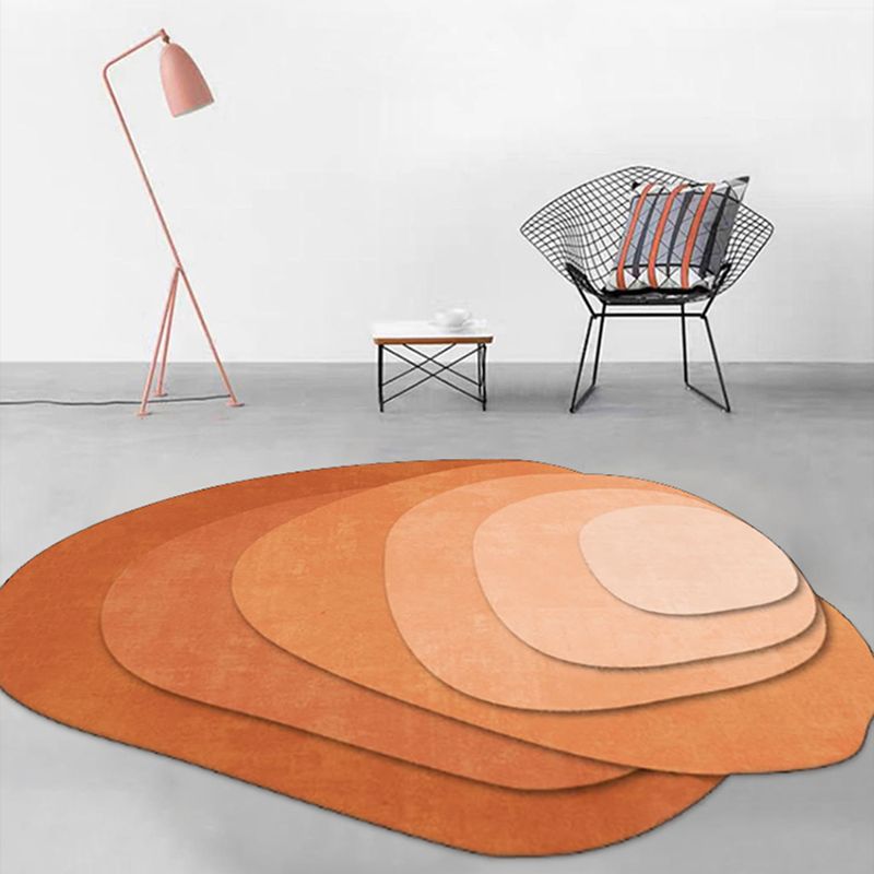 Orange Simple Rug Blended Solid Color Rug Non-Slip Backing Rug for Living Room