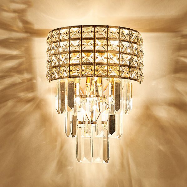 Geometrische Multi-Lights-Wandleuchten Moderner Kristallwandmontageleuchte in Gold