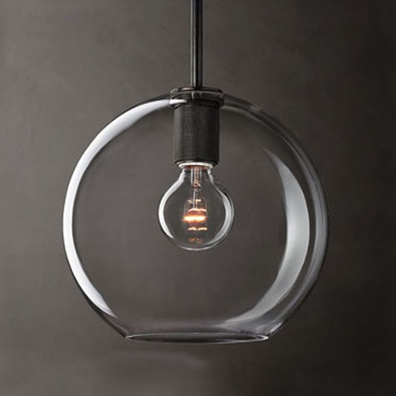 Nordisch einfache Innenheizpendelleuchte, klares Glas 1-Licht-Anhängerbeleuchtung