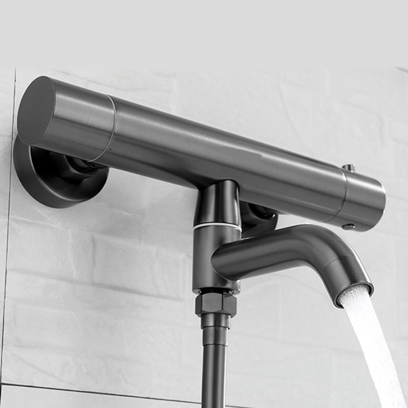 Handshower Tub Filler Black Brass Double Knob Handle Swivel Wall Mount Tub Filler