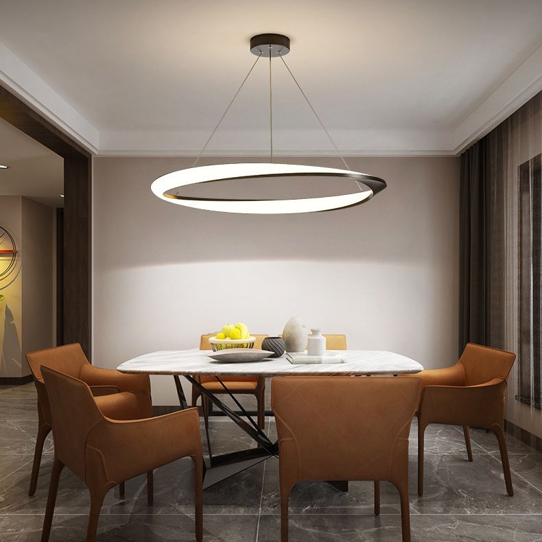 Black Aluminum Hanging Pendant Lights Contemporary Hanging Lamps for Dining Room