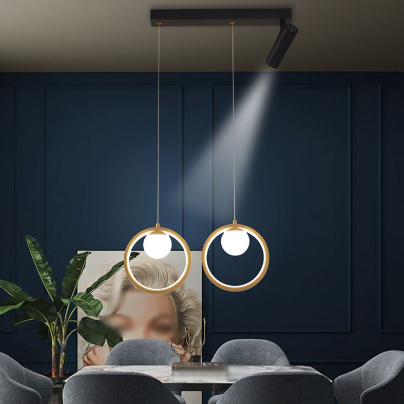 Contemporánea LED PIEL PIELLA Luz de la isla Black Circle Light con sombra de metal