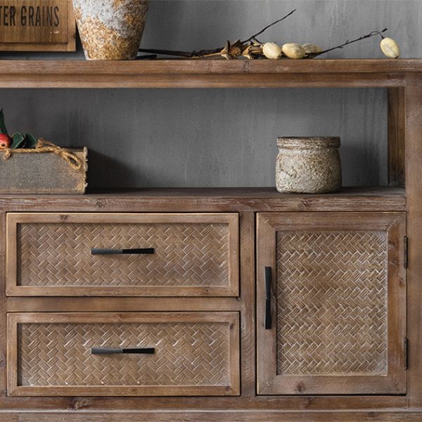 Industrial Wood Drawers Included Cabinet Distressed Brown Accent Cabinet