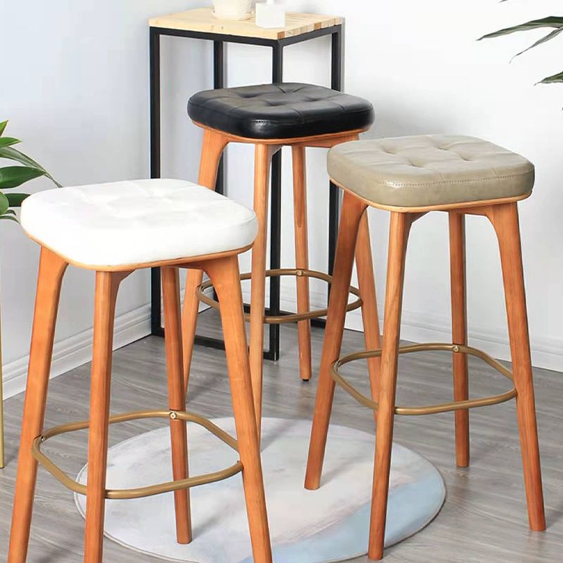 Modern Style Bar-stool PU Leather Counter Bar Stool with Wooden Legs