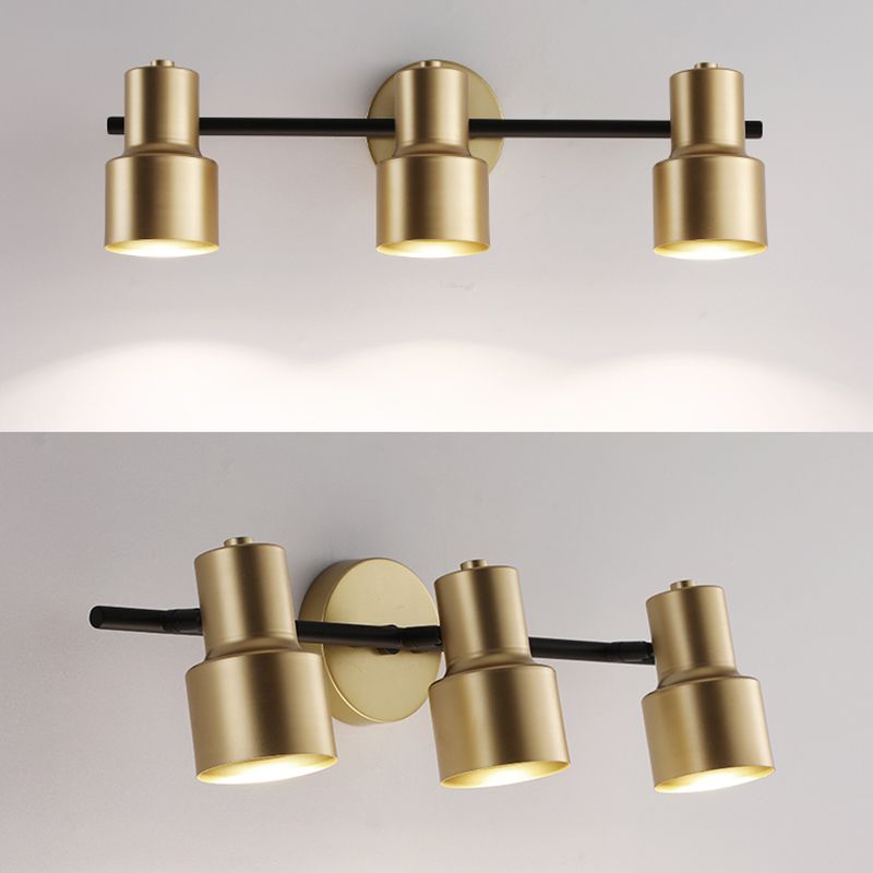 Gold LED Wall Light in Modern Concise Style Wrought Iron Rotatable Wall Sconce for Bathroom