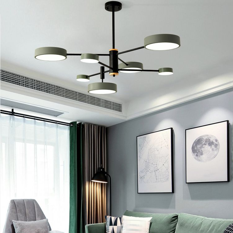 Metal Round Shape Flush Ceiling Light Modern Multi Lights Flush Mount Lighting Fixture