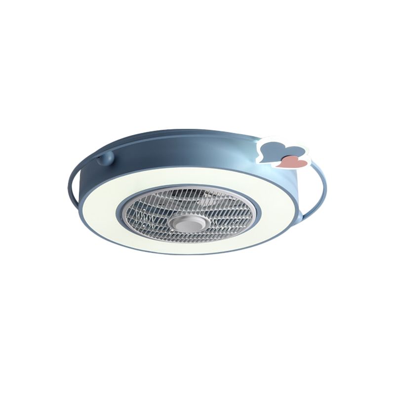 Fan Blue/Pink LED Afferty Acrilico SEMILE SEMI SEMI SEMI SEMI SEMI FLUSHETTO CON ORNAZIONE DI CUORE/CLOUP TOUND/AMORE, larghezza 23,5 "