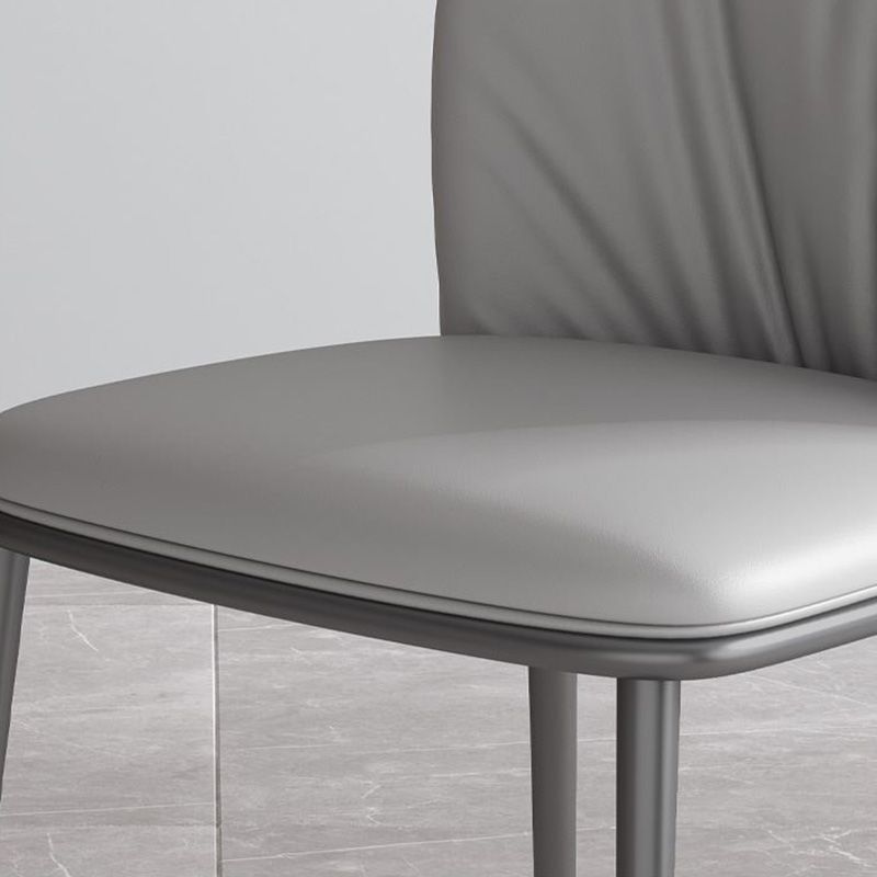 Modern Style Faux Leather Chair Armless Metal Side Chair for Home Use