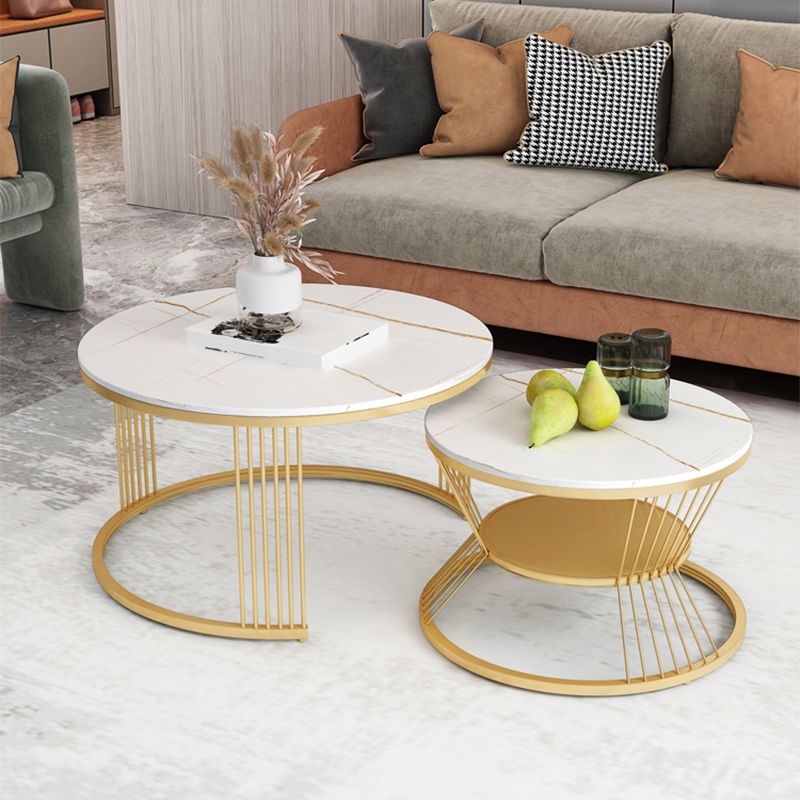 Slate Coffee Table Round Nesting Coffee Table Set for Living Room