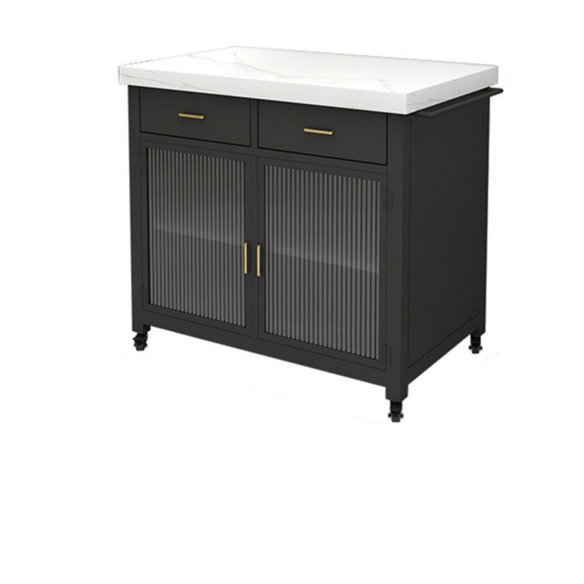 Marble Island Table Dining Room Kitchen Trolley with Storage Cabinet