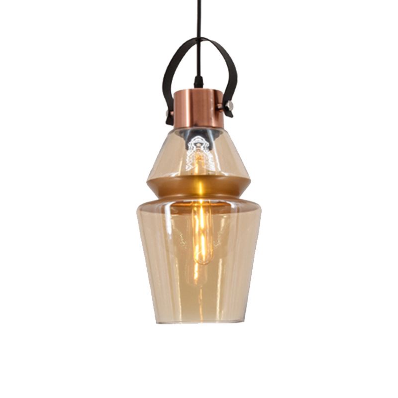 Iluminación colgante de vidrio de calabaza/cono Modernista 1 Cosco de techo colgante de color marrón claro para comedor