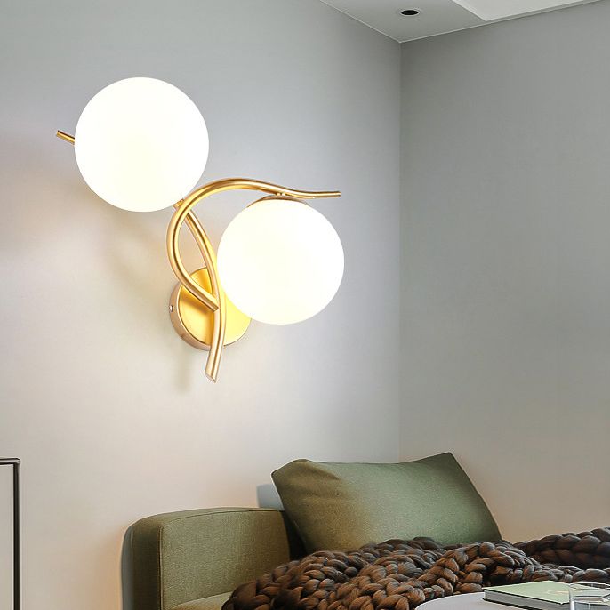 Lampada montata a parete a doppio globo in stile contemporaneo illuminazione a parete in vetro