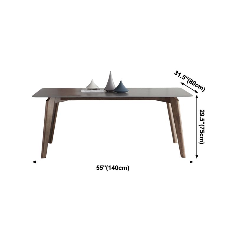Mid-Century Gray Sintered Stone Table Rectangle Standard Dining Table for Kitchen