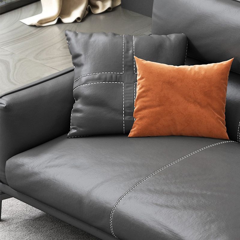 Black Frame Modern Style with Pillow Back Against Leather/leather Seat