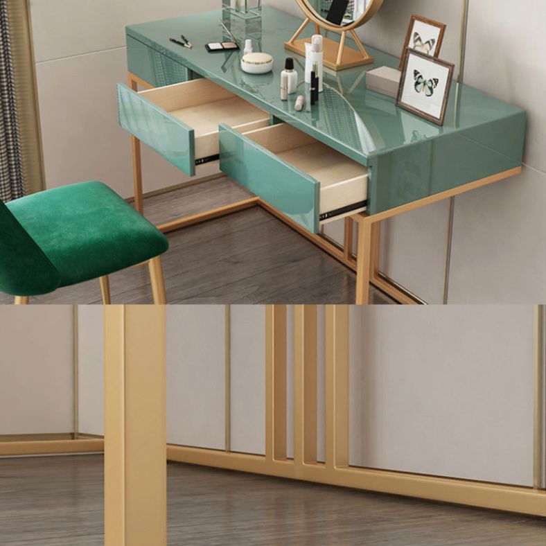 Glam 29.52" Height Green Wood Vanity Makeup Vanity with Drawers