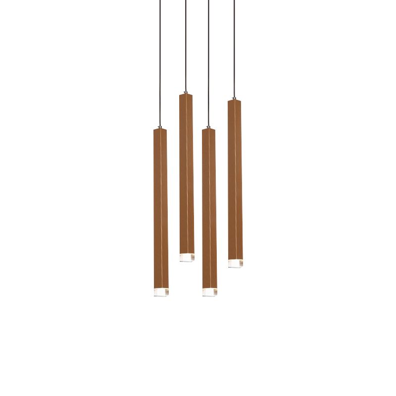 Gold Slim Cuboid Metal Suspension Light estilo simple 1/4/5 Barra de luz Luz colgante de colgantes en cálido/blanco