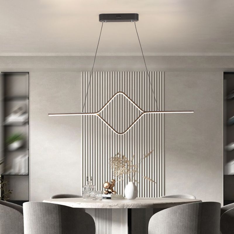 Linear Shape Island Pendant Modern Style Metal 2 Lights Island Lighting for Bedroom