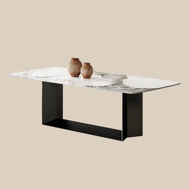 Traditional Luxury Dining Table Black and White Marble Rectangle Dining Table for Home