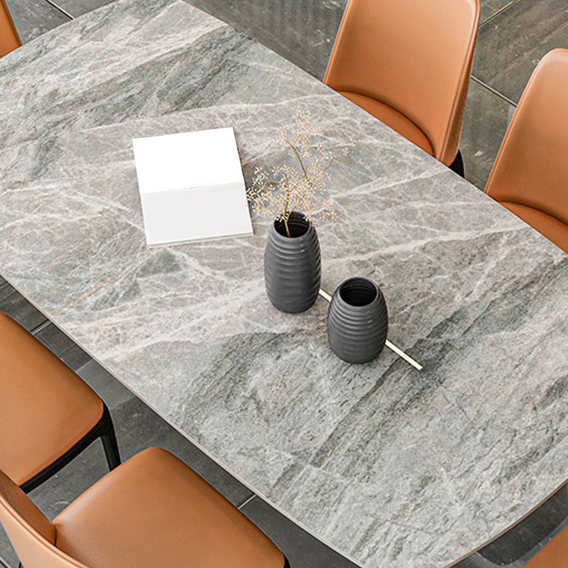 Industrial Dining Rectangle Table Sintered Stone Table with Metal Legs for Home